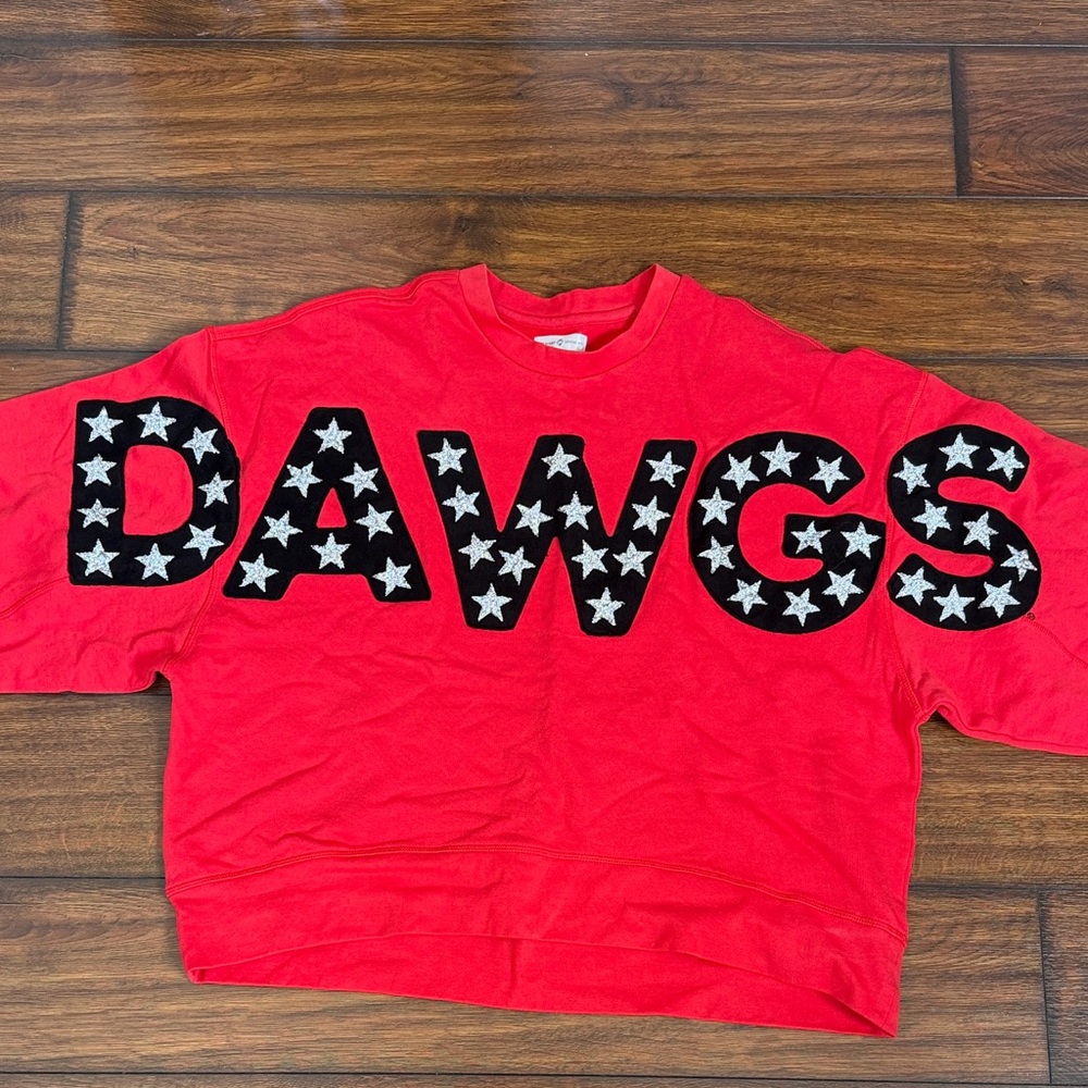 Simons Red over sized UGA Sweatshirt with Star Lettering